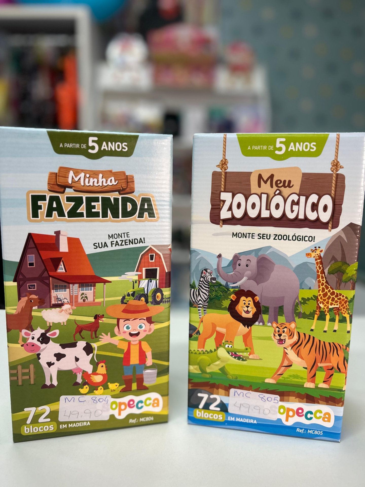 Blocos de Madeira Fazenda e Zoológico — 72 peças